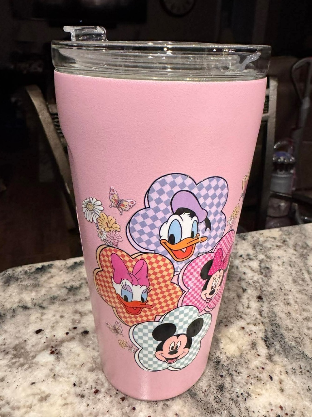 Hand Crafted Pink Disney Tumbler - Mickey Minnie Daisy removable glass insert